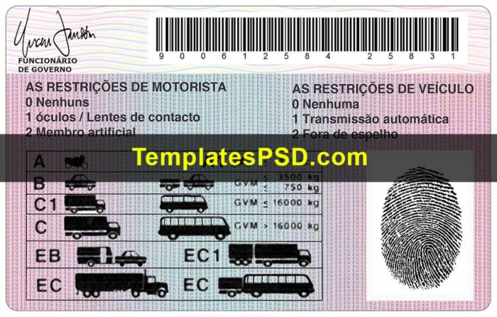 Angola Drivers License Template New Back