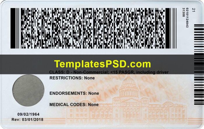 Arkansas Drivers License Back New Template PSD