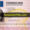 Austria Driving License Template PSD Front