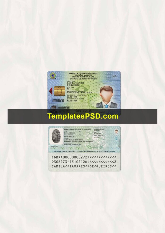 Brazil ID Card Template Scan Brasil Brazilian