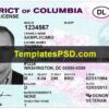 District of Columbia Drivers License Template Front PSD