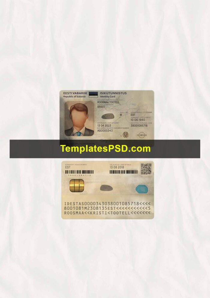 Estonia ID Card Template PSD Scan Estonia ID Card Template PSD Scan