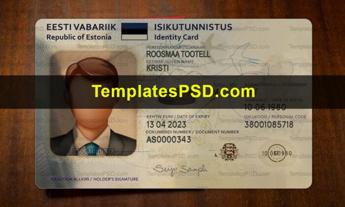 Estonia ID Card Template PSD