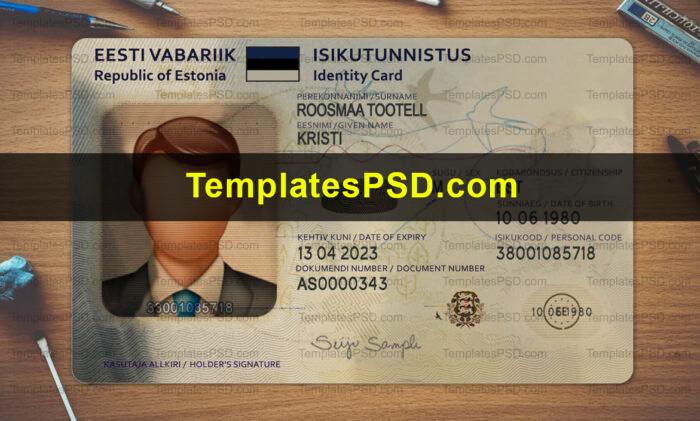 Estonia ID Card Template PSD2 Estonia ID Card Template PSD
