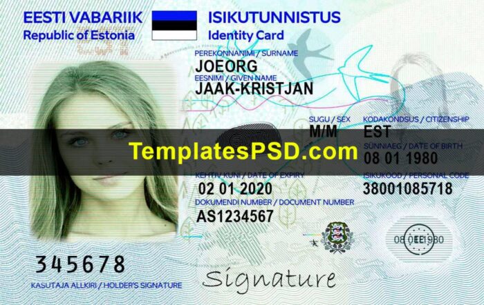 Estonian ID Card Template PSD Front Estonian ID Card Template PSD Front