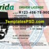 Florida Drivers License Template PSD Front