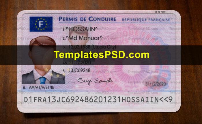 France Drivers License Template PSD