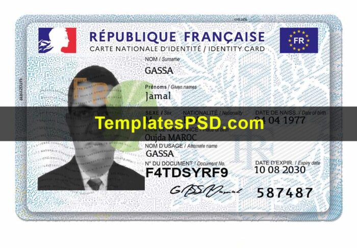 France ID Card Template PSD New France ID Card Template PSD New
