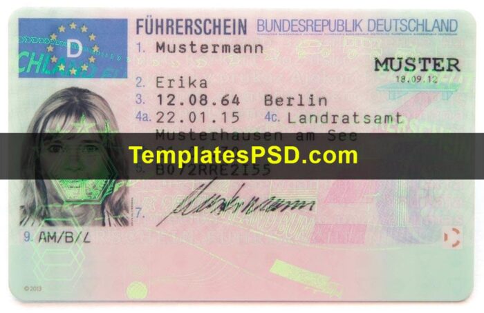 Germany Driver License Template Front Germany Driver License Template Front
