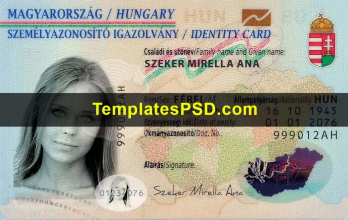 Hungary ID Card Template Front Hungary ID Card Template Front