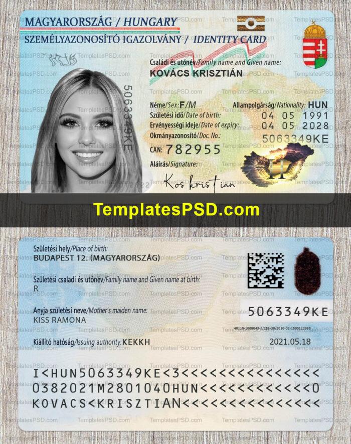 Hungary ID Card Template PSD2 Hungary ID Card Template PSD