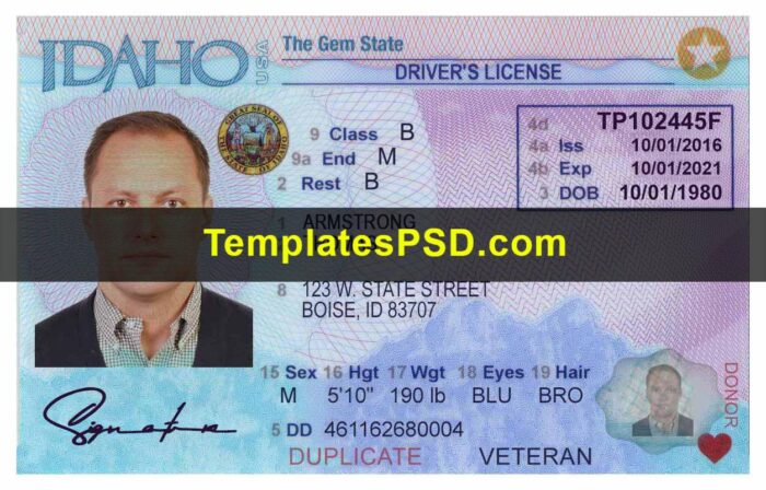 Idaho Driver License Template New Idaho Driver License Template PSD Front