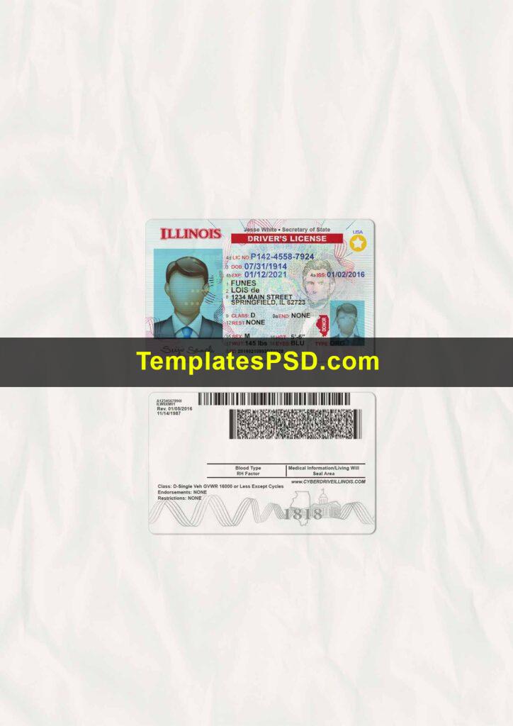 Illinois Drivers License PSD Template 2025