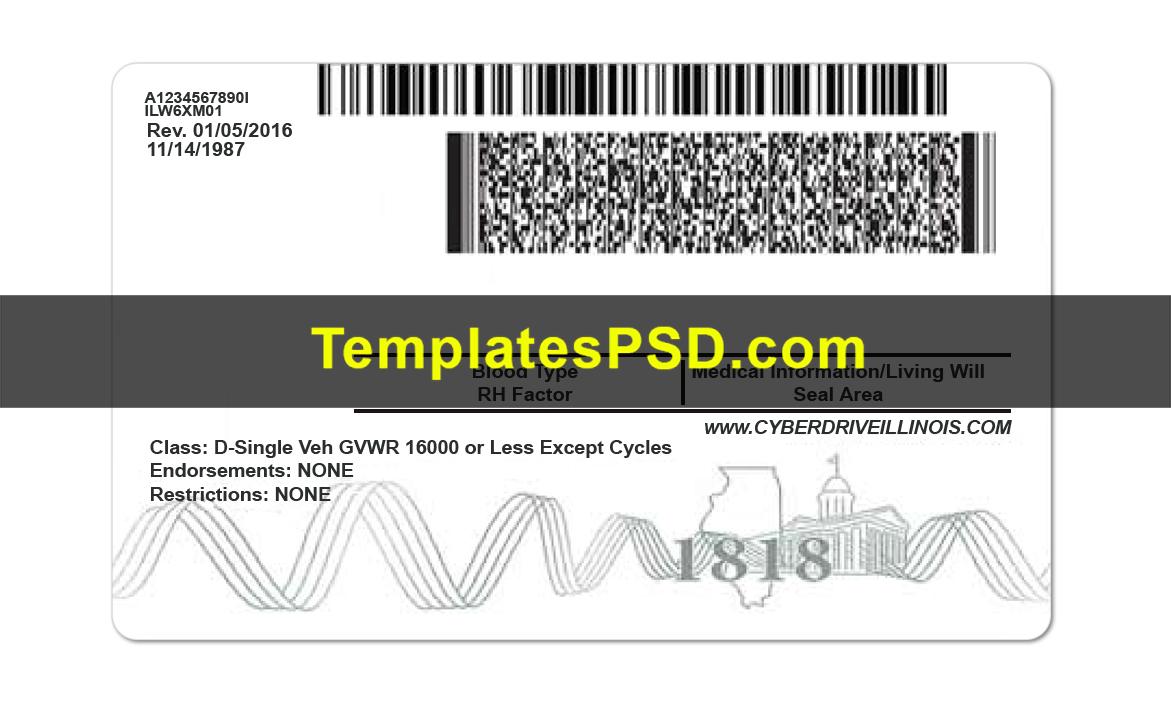 Illinois Drivers License PSD Template 2025