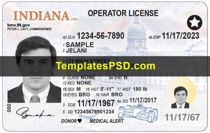 Indiana Drivers License Template New Front Indiana Drivers License Template Front PSD