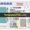 Kansas Driver License Template Front