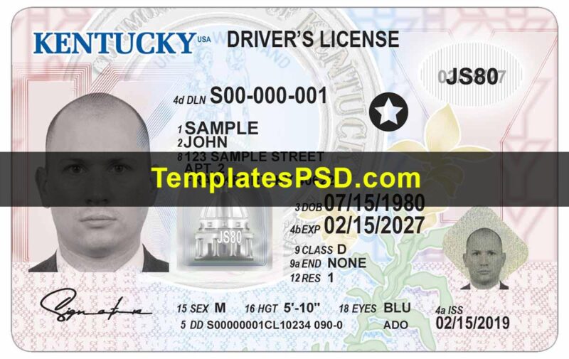 Kentucky Drivers License Template New Front
