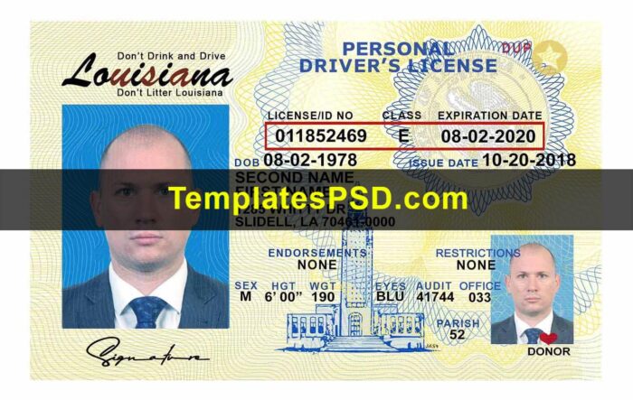 Louisiana Driver License Template New Front Louisiana Drivers License Template PSD Front