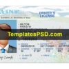 Maine drivers license template psd front