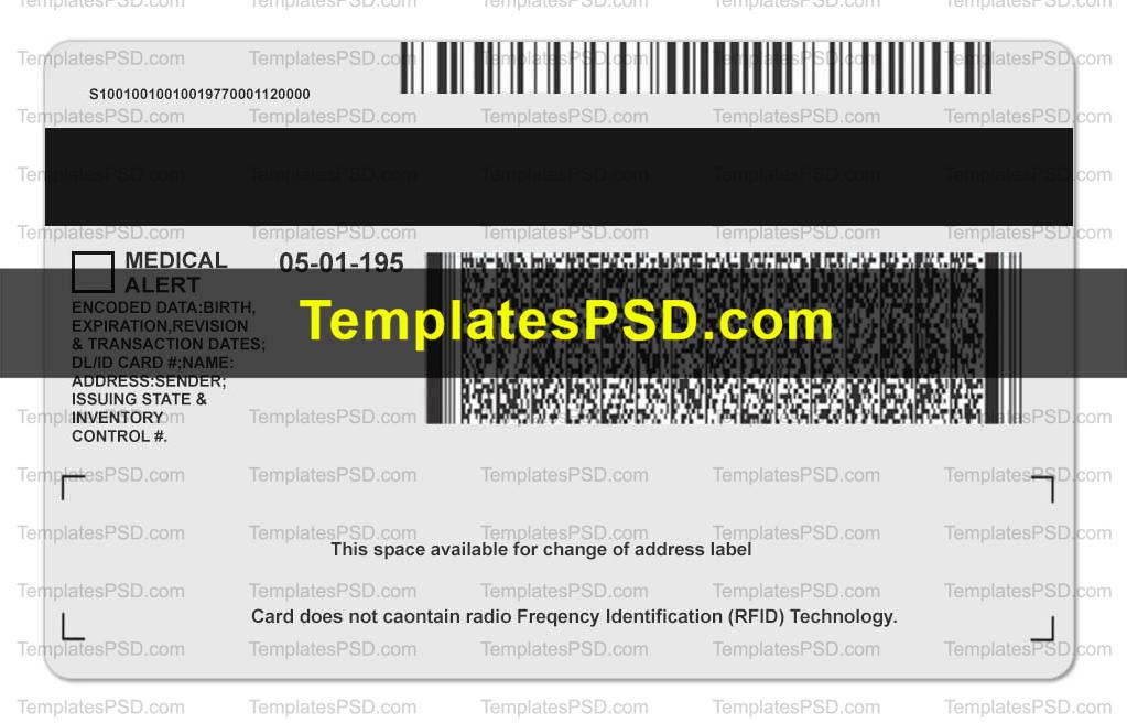 Michigan driving license template psd back