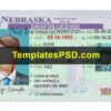 Nebraska Drivers License Template PSD Front