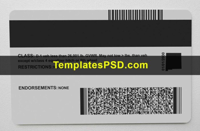New Mexico Driver License Template PSD Back New Mexico Driving license template psd