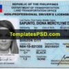Philippines Drivers License PSD Template Front