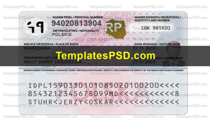 Poland ID Card Template Back Poland ID Card Template Back