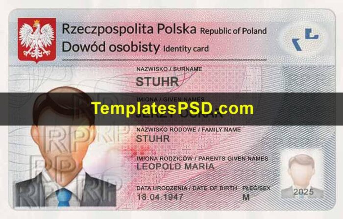 Poland ID Card Template PSD Front Poland ID Card Template PSD Front