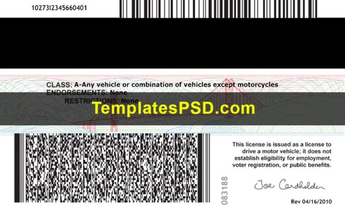 Rhode Island Drivers License Template New Back