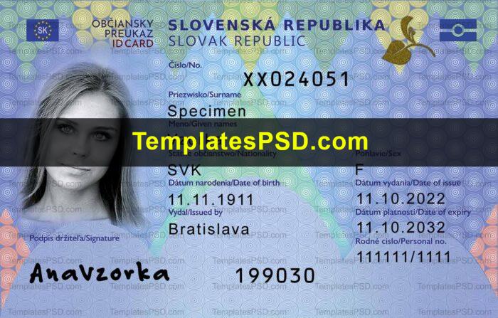 Slovak ID Card Template PSD Front Slovak ID Card Template PSD Front