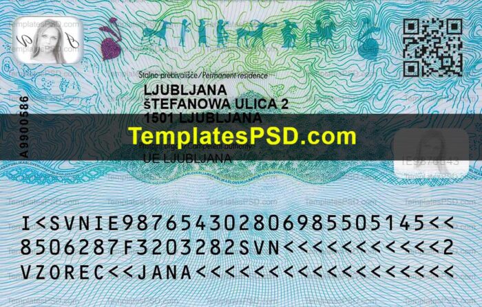 Slovenian ID card template back