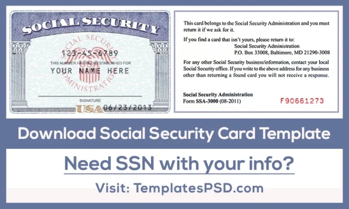 Social Security Card Template PSD Generator