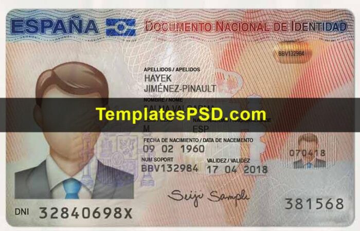 Spain ID Card Template PSD Front v1 Spain ID Card Template PSD Front
