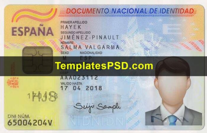 Spain ID Card Template PSD Front v2 Spain ID Card Template PSD Front