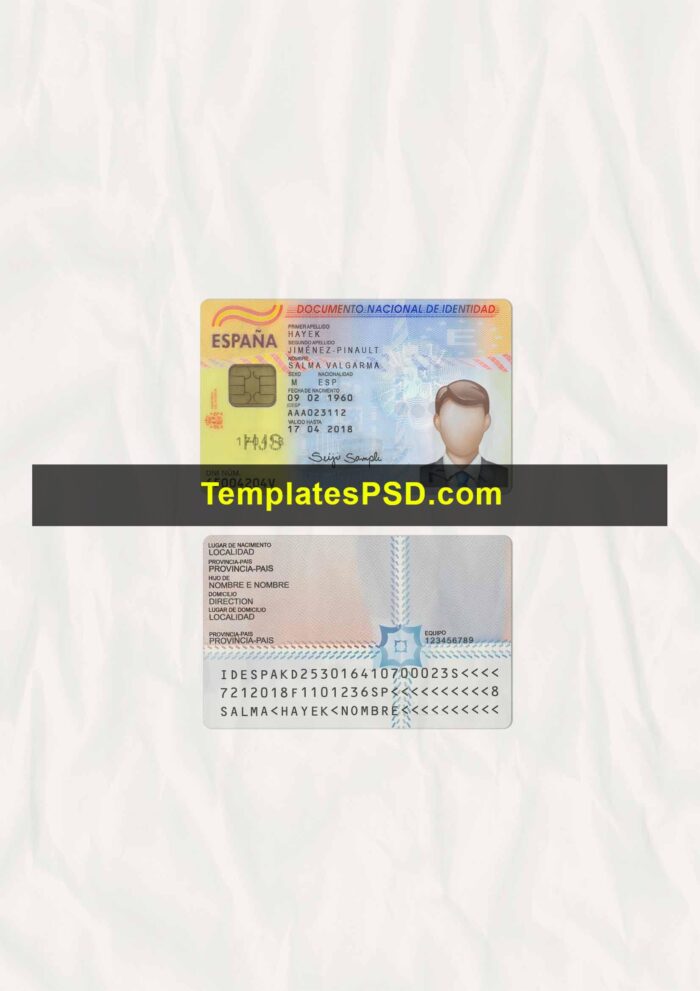 Spain ID Card Template PSD Scan