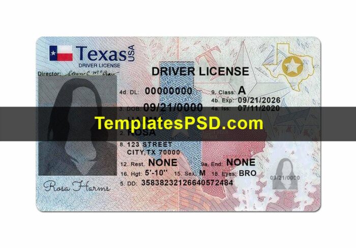 Texas Driver License New PSD Template Fake Front Texas Driver License New PSD Template Fake Front