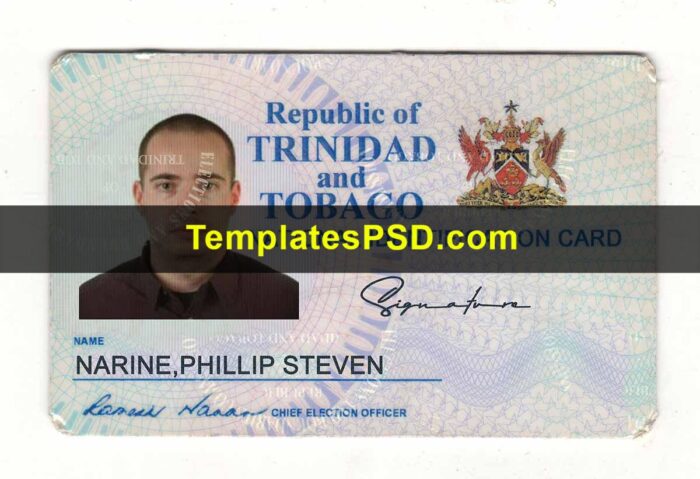 Trinidad and Tobago National Identity Card Template Front Trinidad and Tobago National Identity Card Template Front