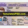 Virginia Drivers license template psd Front