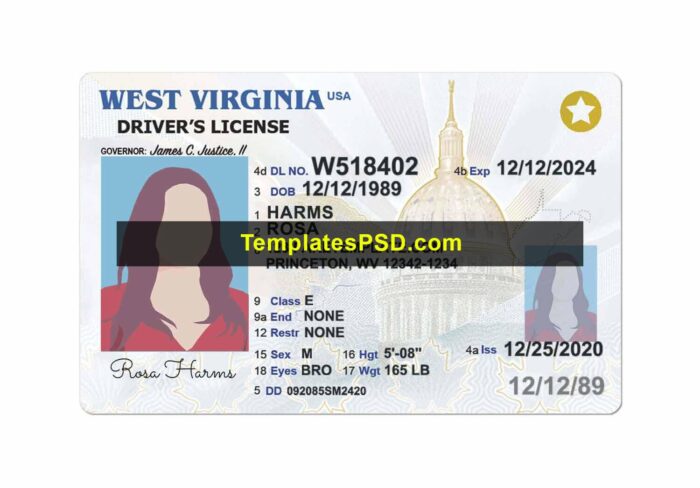 West Virginia Driver License New Front West Virginia Driver License New Front