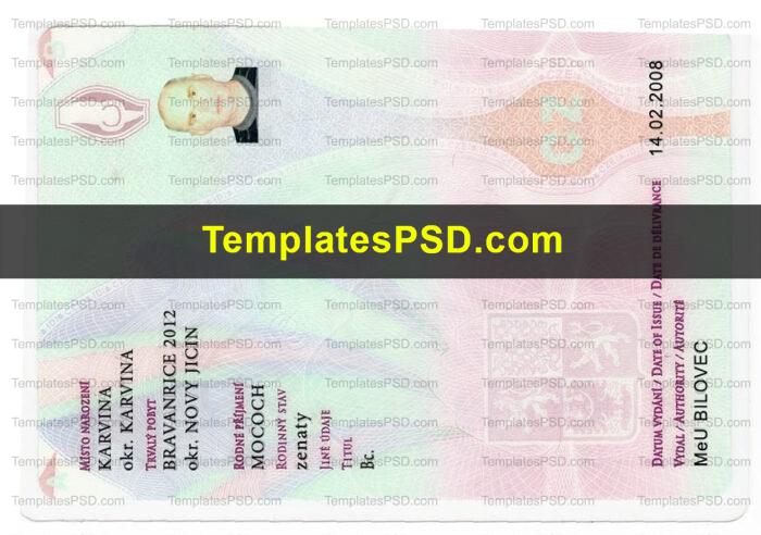 Czech ID Card Template Back