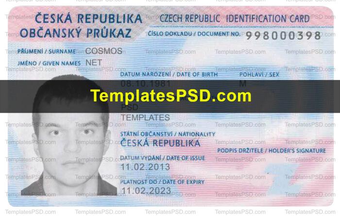 Czech ID Card Template Front 1 Czech ID Card Template Front