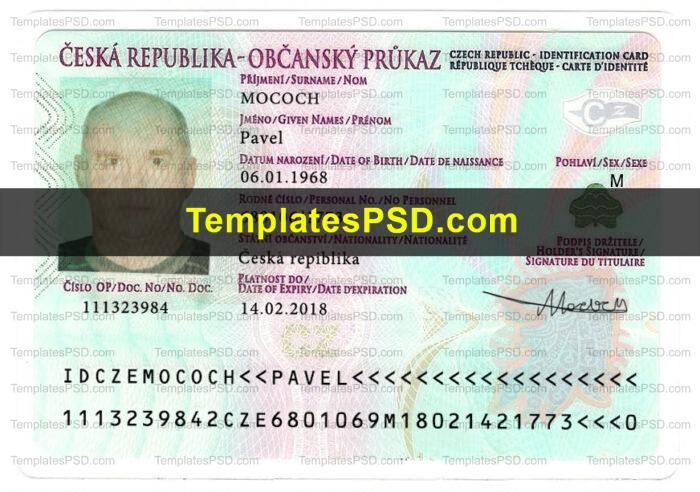 Czech ID Card Template Front 2 Czech ID Card Template Front