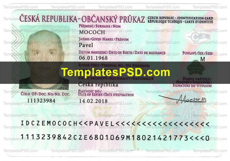Czech ID Card Template Front